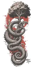 yggdrasil with jormungandr tattoo design idea