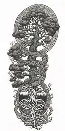 yggdrasil with jormungandr tree norse runes tattoo design idea