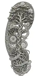 yggdrasil with jormungandr tree norse runes tattoo design idea