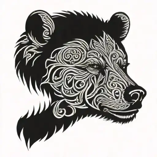 Nordic mythology bear head tattoo design idea