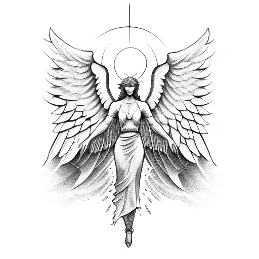 angel statue tattoo design idea