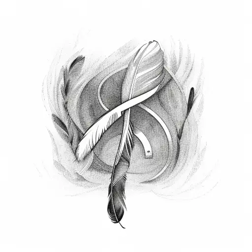 Feather with infinity symbol tattoo design idea
