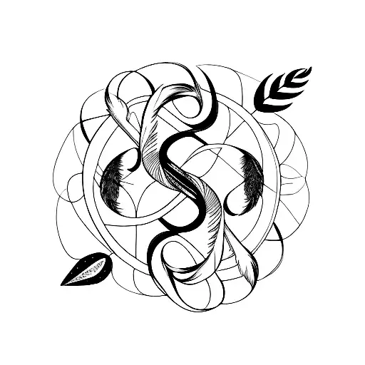 Feather with infinity symbol tattoo design idea