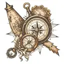 compass, map, maritim tattoo design idea