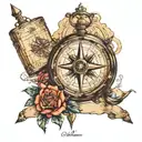 compass, map, maritim tattoo design idea