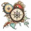 compass, map, maritim tattoo design idea