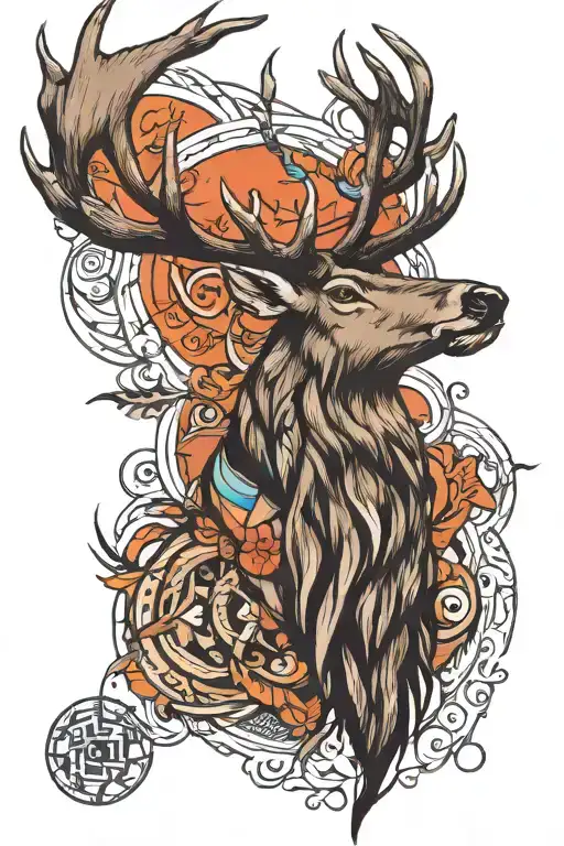 elk tattoo Native American influence  tattoo design idea