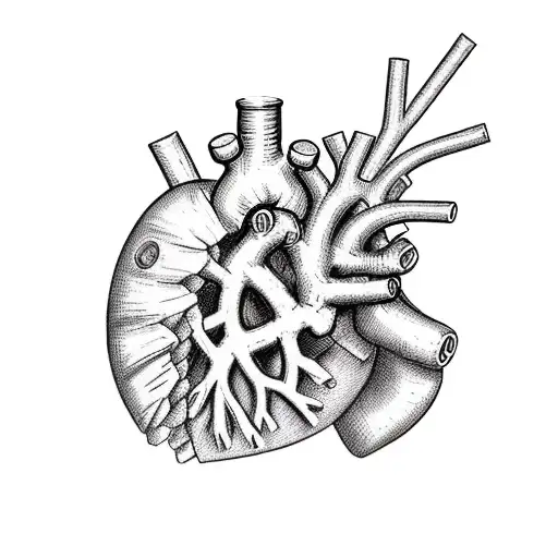 I want to make an empty human heart stylized as a decomposing pine cone encased in shadow in which we find wires or smok tattoo design idea