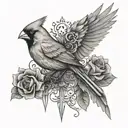 cardinal and cross tattoo design idea