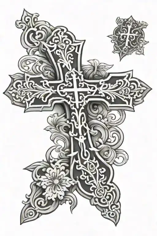 orthodox cross tattoo design idea