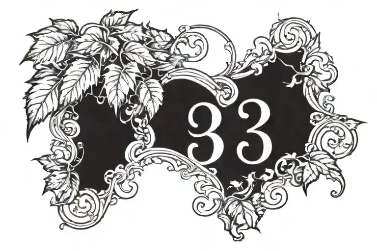 ivy with number 3 tattoo design idea