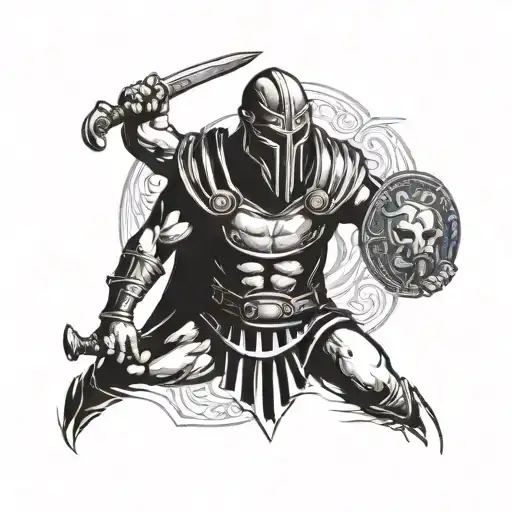 gladiator standing triumphantly tattoo design idea