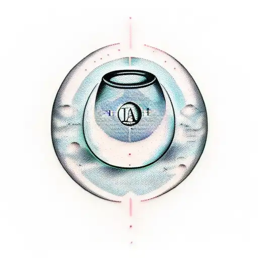 A wine glass with a moon reflection and computer binary code as the wine tattoo design idea