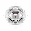 A wine glass with a moon reflection and computer binary code as the wine tattoo design idea