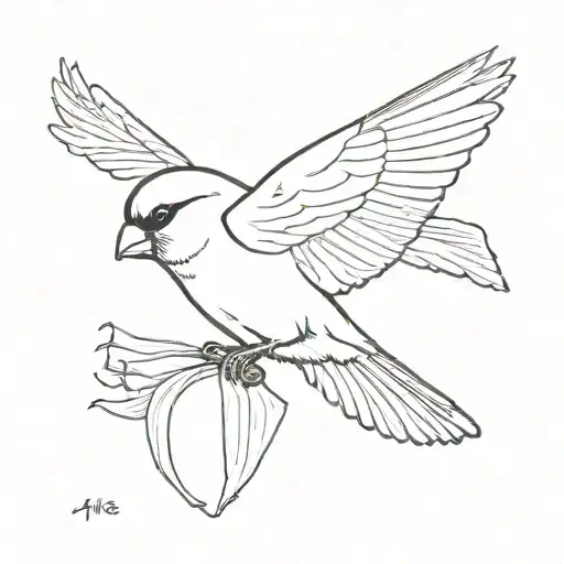 American goldfinch in flight tattoo design idea