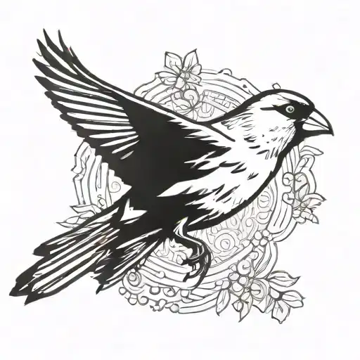 American goldfinch in flight tattoo design idea