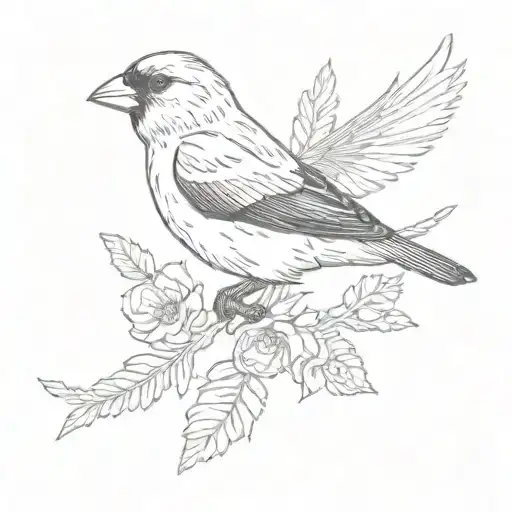American goldfinch in flight tattoo design idea