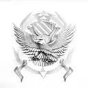 syrian eagle with Libanon flag and Spain flag tattoo design idea