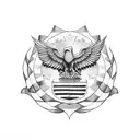 syrian eagle with Libanon flag and Spain flag tattoo design idea