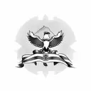 syrian eagle with Libanon flag and Spain flag tattoo design idea