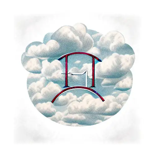 clouds with name and roman numerals tattoo design idea