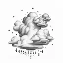 clouds with name and roman numerals tattoo design idea
