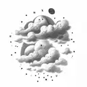 clouds with name and roman numerals tattoo design idea
