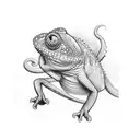 a variable, x, with a chameleon wrapped around it tattoo design idea