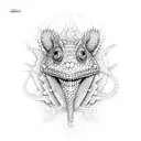 a variable, x, with a chameleon wrapped around it tattoo design idea