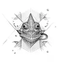 a variable, x, with a chameleon wrapped around it tattoo design idea