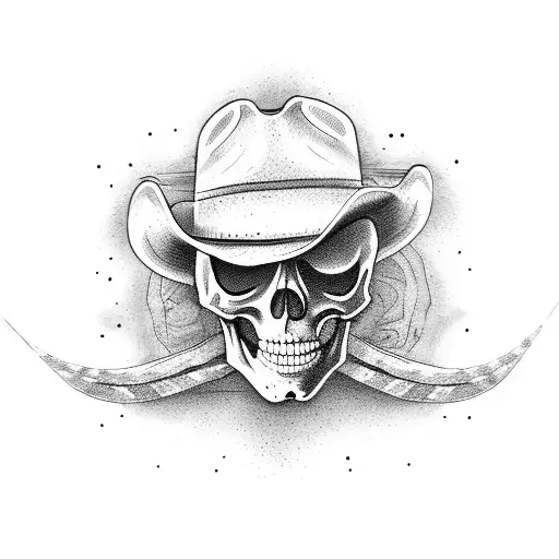 cowboy skeleton tattoo design idea