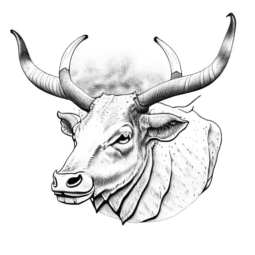 longhorn and sunset tattoo design idea