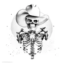 cowboy skeleton full body tattoo design idea