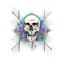 western skeleton with crosses  tattoo design idea