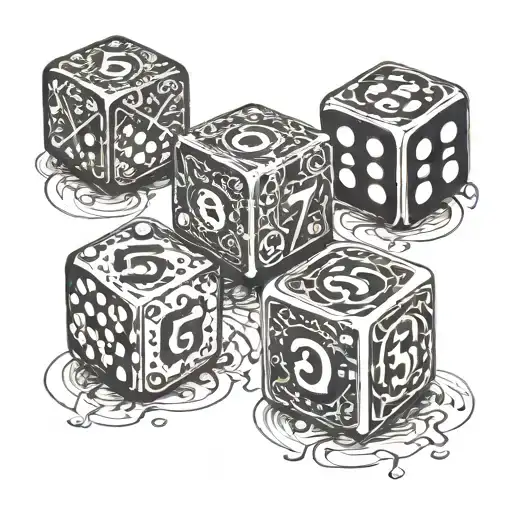 a dice showing the numbers 555 666 777  tattoo design idea