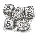 a dice showing the numbers 555 666 777  tattoo design idea
