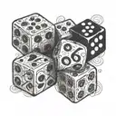 a dice showing the numbers 555 666 777  tattoo design idea