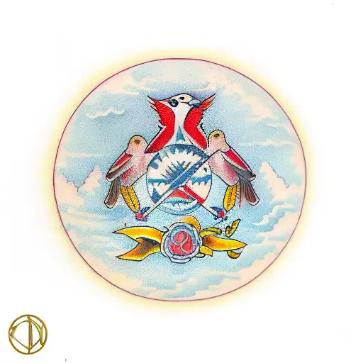 Virginia state frame with red North cardinal tattoo design idea