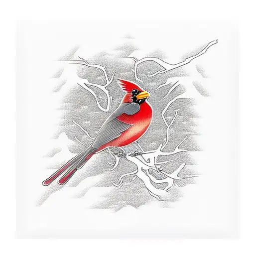 Virginia state frame with red North cardinal tattoo design idea