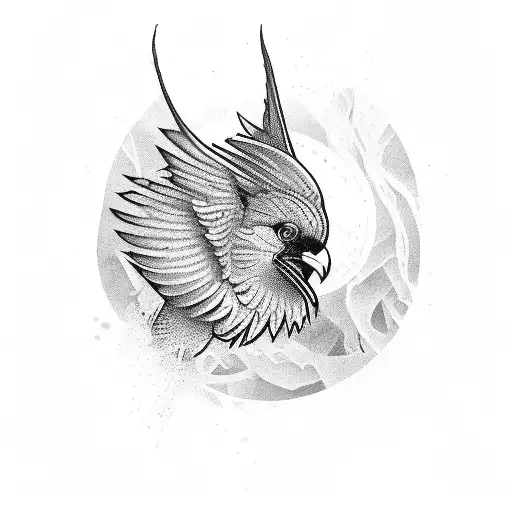 Virginia state frame with red North cardinal tattoo design idea