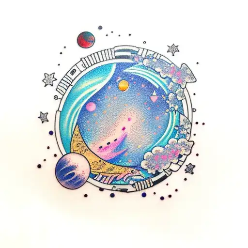sakura, space, milky ways  tattoo design idea