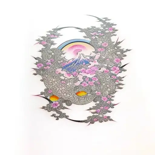 sakura, space, milky ways  tattoo design idea