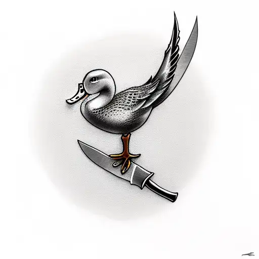 duck with knife tattoo design idea