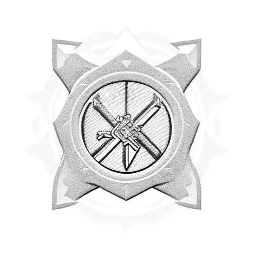 Army combat engineer insignia integrated with a castle silhouette tattoo design idea
