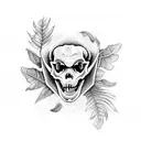 full dinosaur's skeleton with leaves tattoo design idea