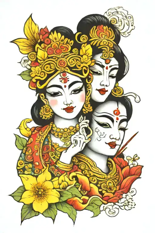 Radha Krishna face tattoo tattoo design idea