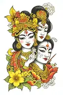 Radha Krishna face tattoo tattoo design idea