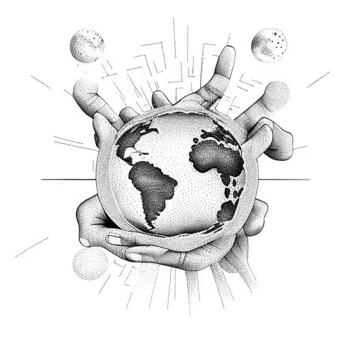 whole damn world in the palm of your hands tattoo design idea