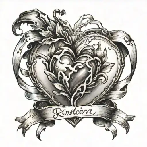 ribbon, broken heart,  halo  tattoo design idea