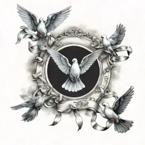 clouds,doves,ribbon,II.X.MMXV tattoo design idea